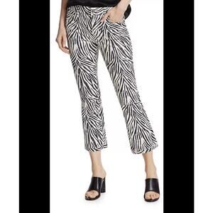 RtA Kiki Dazed Zebra Mid Rise Flare Cropped Lambskin Leather Pants Womens 26